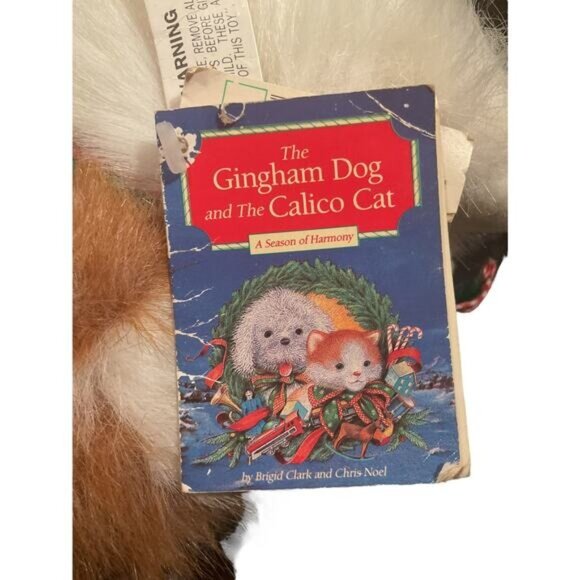 The Gingham Dog & The Calico Cat Plush Toy With Bow Vintage 12" - Picture 2 of 11